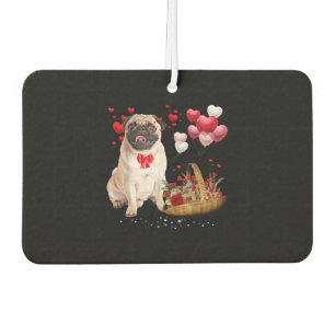 Cute Pug Dog Balloon Heart Valentine's Day Car Air Freshener
