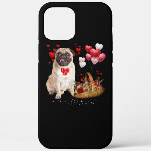 Cute Pug Dog Balloon Heart Valentine's Day iPhone 12 Pro Max Case