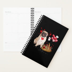 Cute Pug Dog Balloon Heart Valentine's Day Planner