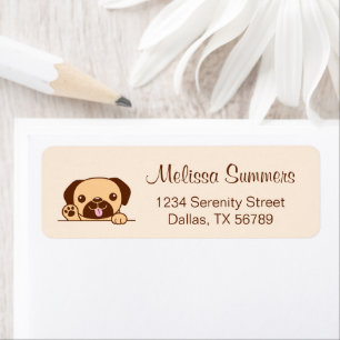 Cute Pug Dog Beige Return Address Label
