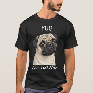 Cute Pug Dog Breed Graphic Tee Customisable Text