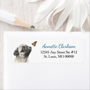 Cute Pug Dog Butterfly Wonder Return Address Label