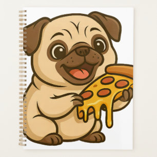 Cute pug dog cartoon pizza lover planner