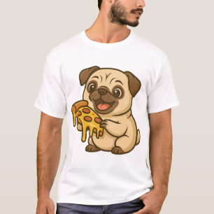 Cute pug dog cartoon pizza lover T-Shirt