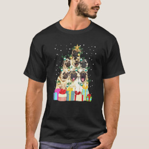 Cute Pug Dog Christmas Tree Lights Pet Puppy Dad M T-Shirt