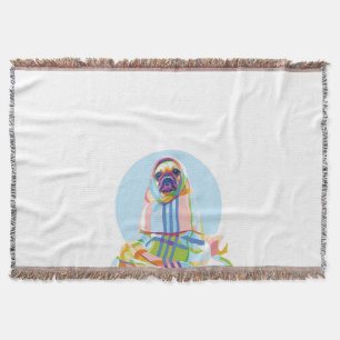 Cute Pug Dog Colourful In Blanket