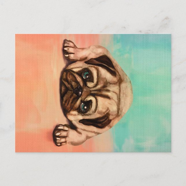Cute Pug dog  | Cute Pug Lover Holiday Postcard (Front)