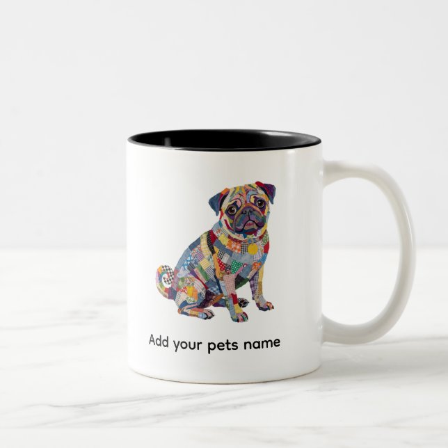 Cute Pug Dog Design  Two-Tone Coffee Mug (Right)
