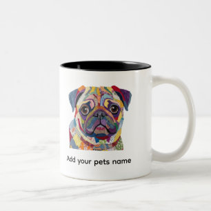 Cute Pug Dog Design Two-Tone Coffee Mug