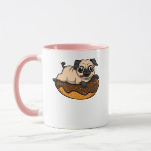Cute Pug Dog Doughnut Lover Pet Mug