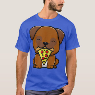 Cute Pug Dog Eating Pizza T-Shirt Funny Foodie Tee