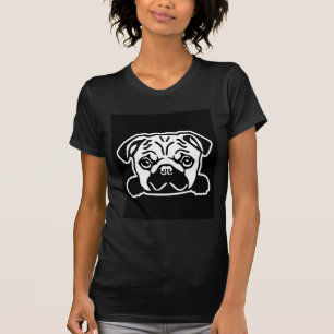 Cute Pug Dog Face Sketch Pug Lovers T-Shirt