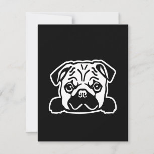 Cute Pug Dog Face Sketch   Pug Lovers Thank You Card