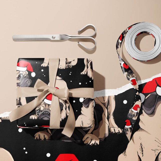 Cute Pug Dog Gift Wrap | Christmas Wrapping Paper (Creator Uploaded)