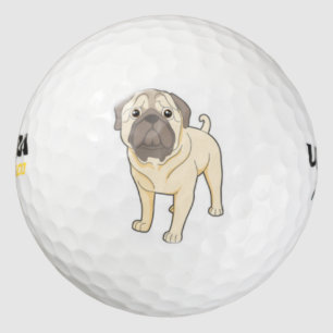 cute pug dog golf ball