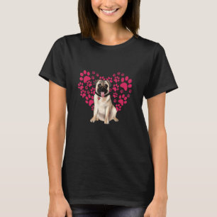 Cute Pug dog Heart Paw Valentine Outfit for Pet Ow T-Shirt