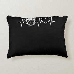 Cute Pug Dog Heartbeat Love Pug Dog Decorative Cushion