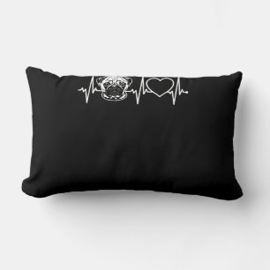 Cute Pug Dog Heartbeat Love Pug Dog Lumbar Cushion
