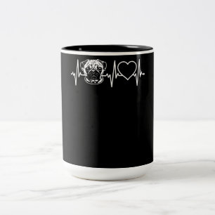 Cute Pug Dog Heartbeat   Love Pug Dog Two-Tone Coffee Mug
