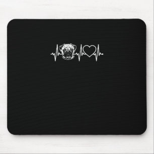 Cute Pug Dog Heartbeat Lovely Pug Dog Mouse Pad