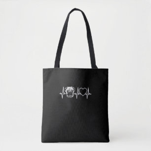 Cute Pug Dog Heartbeat Lovely Pug Dog Tote Bag