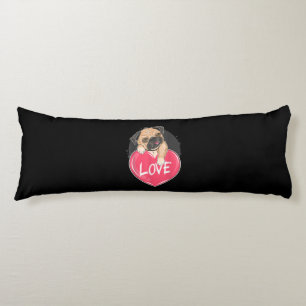 Cute Pug Dog Hearts Pug Valentine's Gift Body Cushion