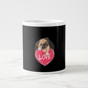 Cute Pug Dog Hearts Pug Valentine's Gift Large Coffee Mug