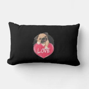 Cute Pug Dog Hearts Pug Valentine's Gift Lumbar Cushion