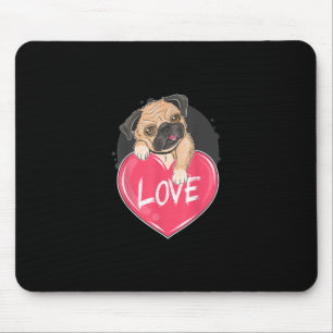 Cute Pug Dog Hearts Pug Valentine's Gift Mouse Pad