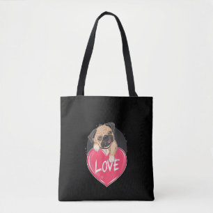 Cute Pug Dog Hearts Pug Valentine's Gift Tote Bag