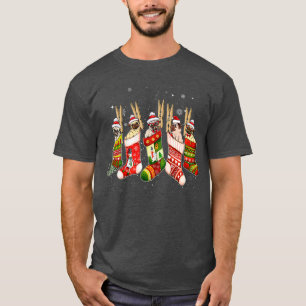 Cute Pug Dog In Christmas Sock Santa Hat Animals T-Shirt