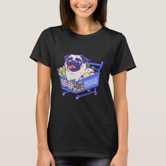 Cute Pug Dog in Grocery Shopping Cart T-Shirt
