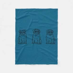 Cute Pug Dog Line Art  Fleece Blanket