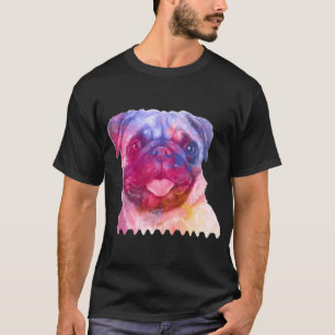 Cute Pug Dog Lover Portrait Watercolor T-Shirt