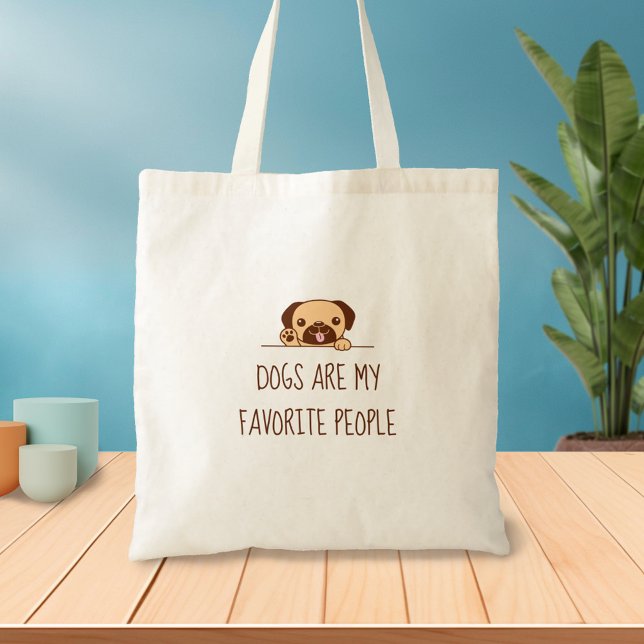 Cute Pug Dog Peeking above Quote Tote Bag (Creator Uploaded)