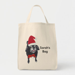 Cute Pug Dog Personalised Christmas Tote Bags
