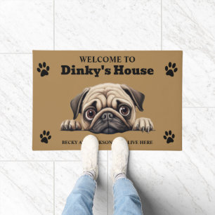 Cute Pug Dog Photo Doormat