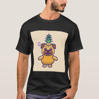 Cute pug dog pineapple cartoon vector icon illustr T-Shirt