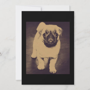Cute Pug Dog Portrait Thank You Card