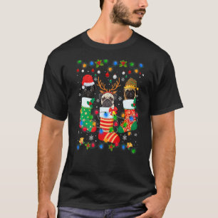 Cute Pug Dog Puppy Christmas Socks Xmas T-Shirt