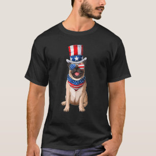 Cute Pug Dog Puppy Patriotic American Flag Hat Pro T-Shirt