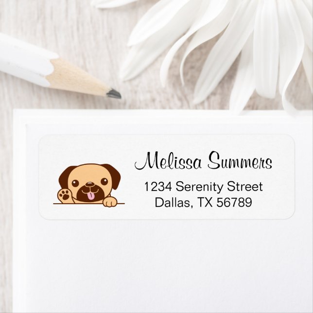 Cute Pug Dog Return Address Label (Insitu)