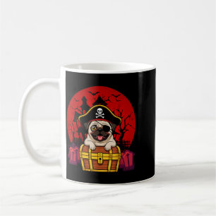 Cute Pug Dog Skull Pirate Captain Easy Halloween Coffee Mug