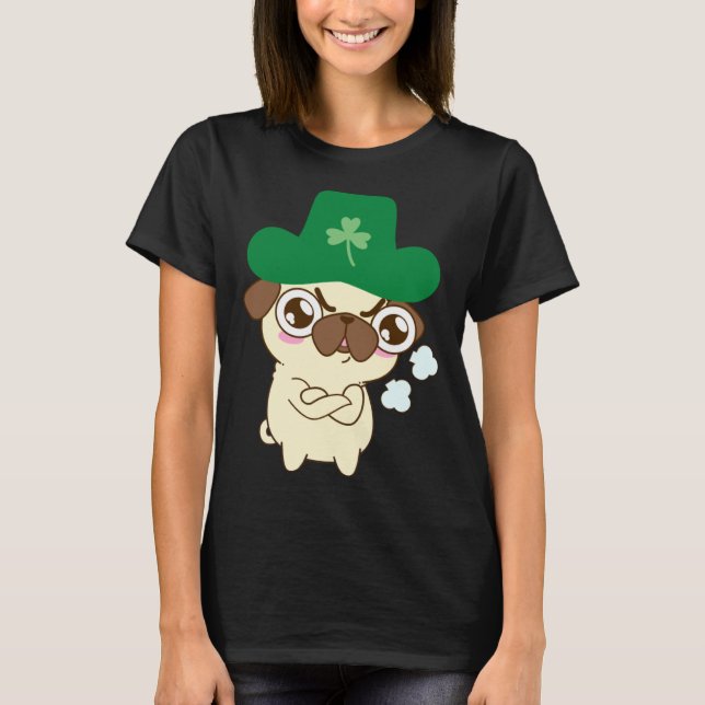Cute Pug Dog St Patrick s Day  Dog St Patrick s Ha T-Shirt (Front)