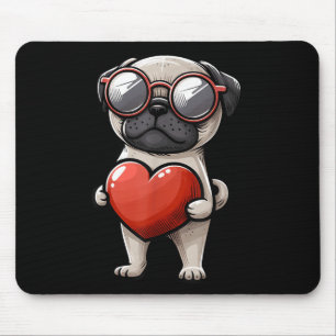 Cute Pug Dog Valentines Day February 14th Toddler Mouse Pad