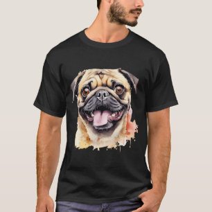 Cute pug dog watercolor painting for dog lovers T-Shirt