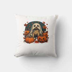 Cute Pug Dog With Pumpkins Fall Halloween Classic  Cushion