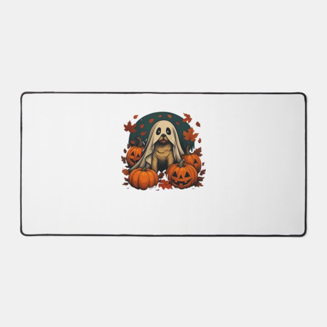 Cute Pug Dog With Pumpkins Fall Halloween Classic  Desk Mat (Front)