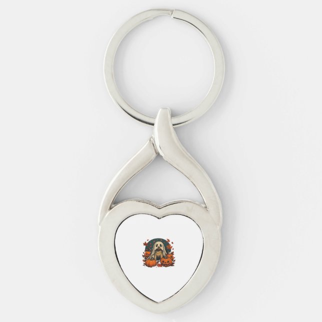 Cute Pug Dog With Pumpkins Fall Halloween Classic  Key Ring (Front)