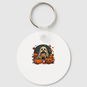 Cute Pug Dog With Pumpkins Fall Halloween Classic  Key Ring